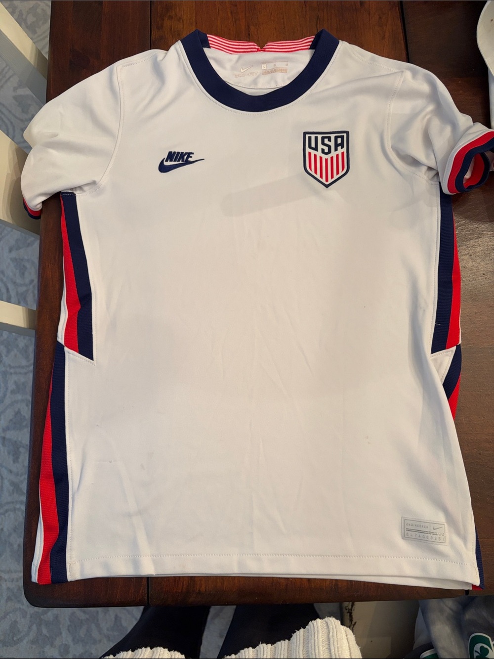 Nike Kids White USA Soccer Jersey with Red & Navy Trim